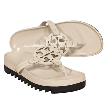 Tory Burch - Cream Patent Leather Thong Sandals Sz 7.5