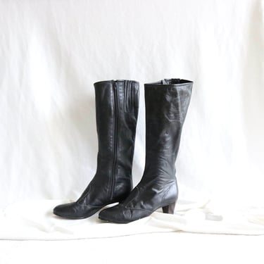 black leather boots - 10 m 