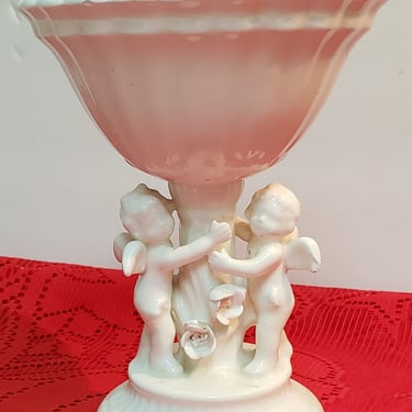 Vintage Cherub candy dish National Potteries Co NAPCO footed dish Angel themed gifts Holiday Candy dish Mantlepiece Decorations 