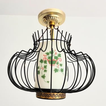 Caged Lantern Ceiling Light, C1960 