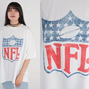 90s NFL Shirt Faded Distressed 1990s Football T Shirt Graphic Tee Sports Vintage Crewneck Tee Shirt Extra Large xl 