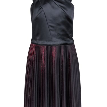 Armani Exchange - Black & Metallic Red Pleated Dress Sz 6