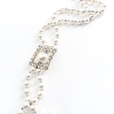 Pearl &amp; Rhinestone Lariat Necklace