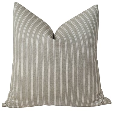 Sage &amp; Stripes Linen Pillow Cover