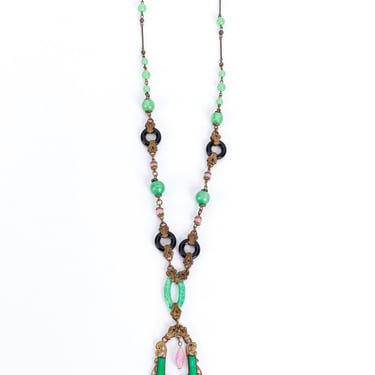 Czech Glass Beaded Filigree Necklace