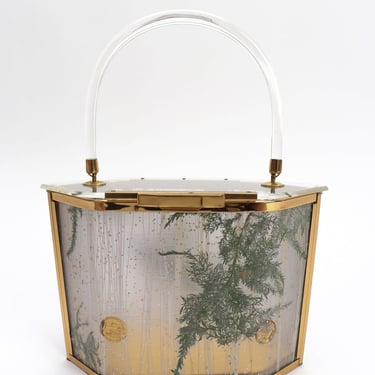 Pressed Foliage Lucite Box Bag