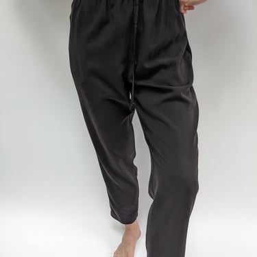 Vintage Faded Black Silk Drawstring Pants