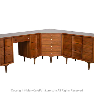 Mid-Century Dresser Desk Corner Unit Three Piece Collection Johnson Carper 