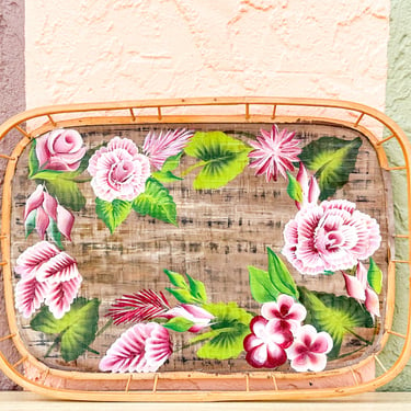 Hand Painted Tropical Bamboo Tray