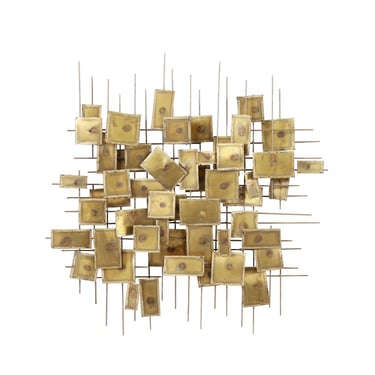 Vintage Brutalist Brass and Steel Wall Sculpture by Charles