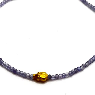Margaret Solow | Tanzanite and 18KT Bracelet on silk cord