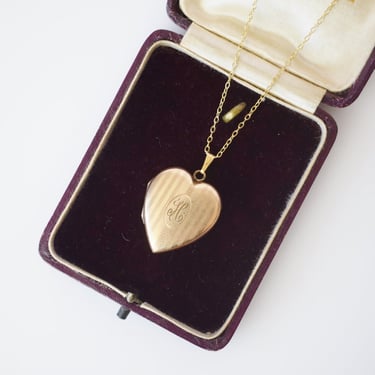 Vintage 1940s Gold-Fill Heart Locket | Initial H 
