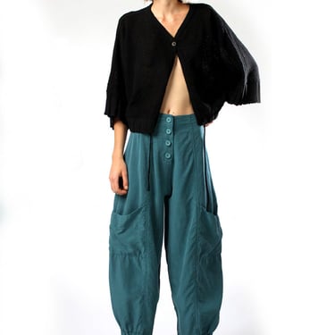 High Waist Tapered Leg Pants in GREEN or BLACK