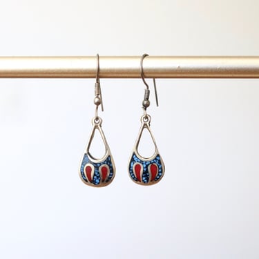 turquoise + coral chip inlay earrings 