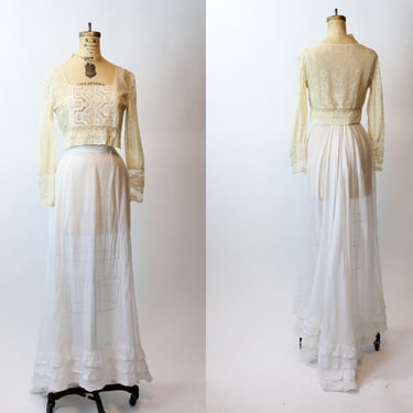 ANTIQUE edwardian muslin skirt xs | new spring summer 