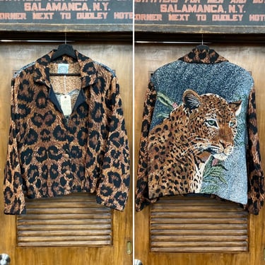 Vintage 1990’s “Sugar Street Weavers” Leopard Needlepoint Cotton New Wave Jacket, 90’s Vintage Clothing 