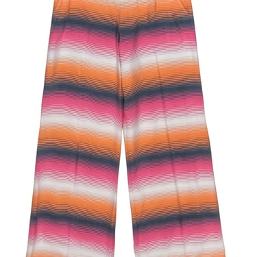 Trina Turk - Orange, Pink, Navy, % Cream Stripe Wide Leg Pants Sz 2