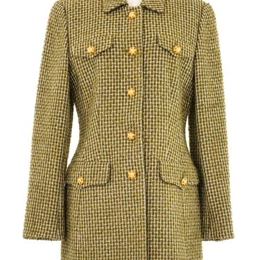 Escada Green Tweed Gripoix Button Jacket