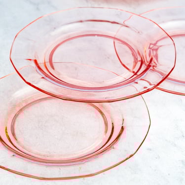 Vintage Pink Depression Glass Side Plates Set of 10