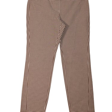 Theory - Ivory w/ Brown Grid Print Straight Leg Pants Sz 8