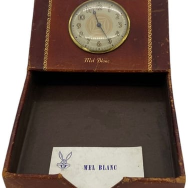 Art Deco Leather Bussiness Card Holder w/ Clock owned by Mel Blanc 