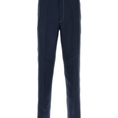 Prada Men Navy Blue Linen Pant