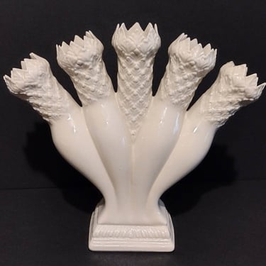 Vintage Palin Thorley "Posey Holder" Vase English Reproduction Creamware for Colonial Williamsburg Circa 20th Century 8" 