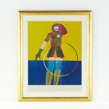 Richard Lindner Signed Girl with Hoop Mid Century Lithograph - mcm 