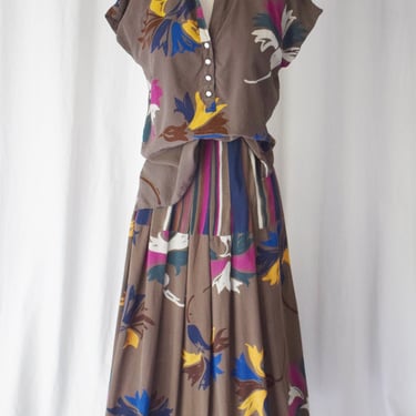 1981 Lagerfeld era Chloe Silk Coordinates / Dress Set | M/L 