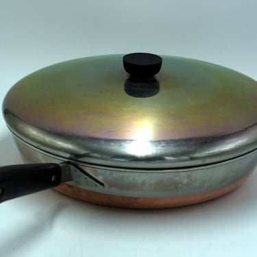 vintage Revere Ware 12" frying pan with lid 