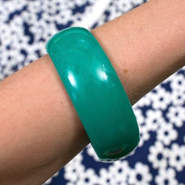 Chunky Teal Green Vintage Statement Bangle Bracelet 