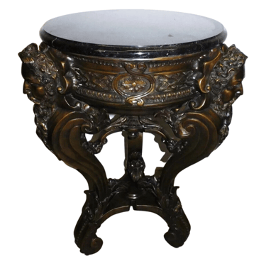 Stand, Cast Bronze Neoclassical Marble Top Side Table / Stand, Gorgeous!