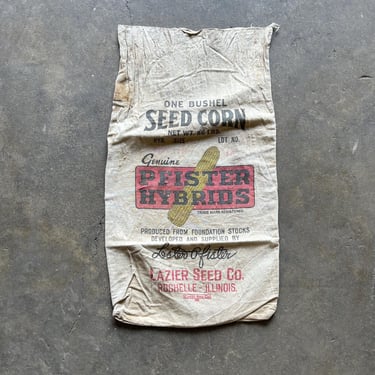 Vintage 1950s Pfister Hybrids Seed Sack Lazier Seed Co Rochelle Il 