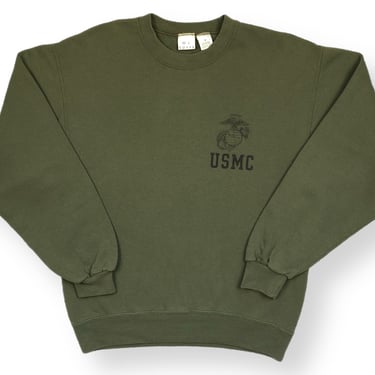Vintage 80s/90s USMC Marine Corps Essential Olive PT Made in USA Crewneck Sweatshirt Pullover Size Medium/Large 