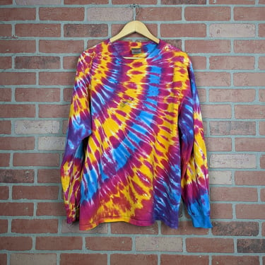 Vintage 90s Hand Dyed Tie Dye ORIGINAL Longsleeve Shirt - Extra Large 