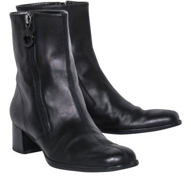 Ferragamo - Black Leather Short Boots Sz 8.5