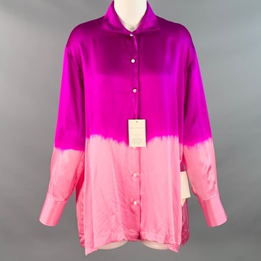 ALEJANDRA ALONSO ROJAS Size 2 Pink Fuchsia Silk Satin Two Tone Dip Dyed Blouse