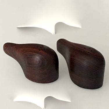 A Mid Century Modern Vintage Pair of Sculptured Rosewood Salt and Pepper Shakers by Don Shoemaker 