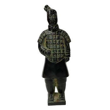 Chinese Black Green Rustic Ancient Artistic Terra Cotta Soldier Figure ws2454E 