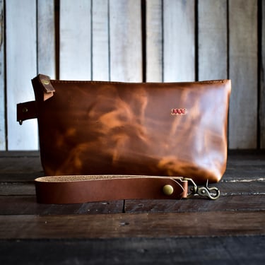 Leather Pouch | Handmade Leather Travel Bag |  Leather Cosmetic Case | Made in USA 