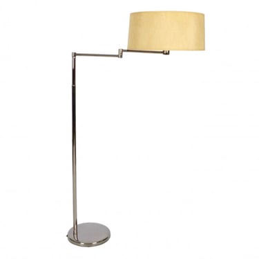 Nickel Plated Adjustable Height Swing Arm Floor / Reading Lamp