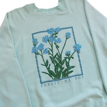 flower sweatshirt / raglan sweatshirt / 1980s forget me not flower shirt raglan sweatshirt Large 