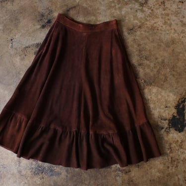 Brown Suede Skirt / High Waist Leather Skirt / 70's Western  Women's Extra Small 