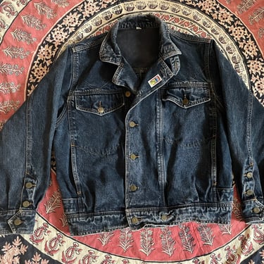 Vintage ‘80s GASOLINE JEANS dark stonewash denim jacket | slouchy jean jacket, eighties designer denim, S 