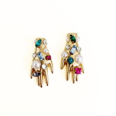 Rhinestone party mini hand earrings 