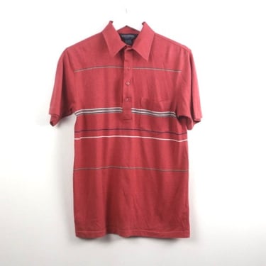 vintage DEEP red golf POLO henley super soft short sleeve collared t-shirt -- size medium 