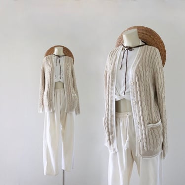 beige cable cardigan - s 