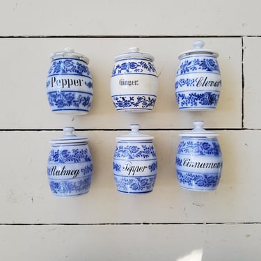 Blue Onion Spice Jar – Ceramic Lidded Canister (Sold Separately) vintage German 