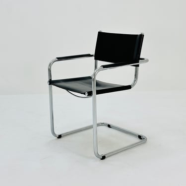 1 of 6 Mid Century iconic Mart Stam S34 armchair / Bauhaus chrome tube steel and leather / 80s vintage cantilever chair  s43 