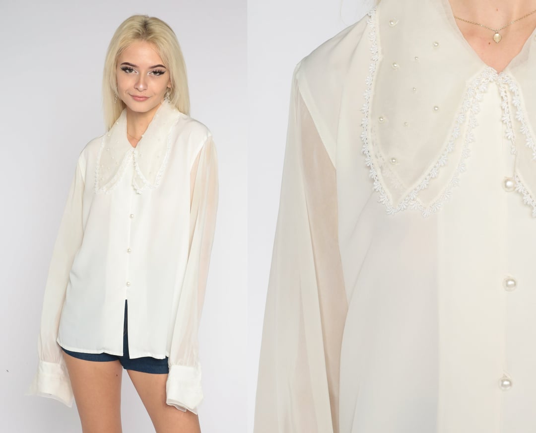 Vintage 90s Purple Cream Paul & Joe Geometric Patterned Button Up Blouse Shirt S